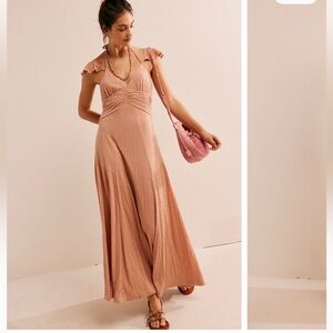Free People Louisa Maxi Dress Blush Nude Dainty Neutral Ethereal Beach S